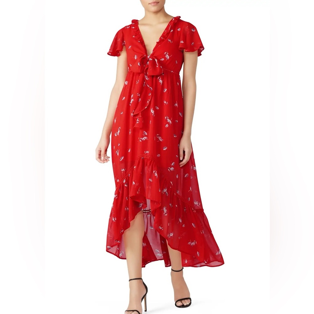 Line and Dot Pradera Midi Dress in Tangerine Red
